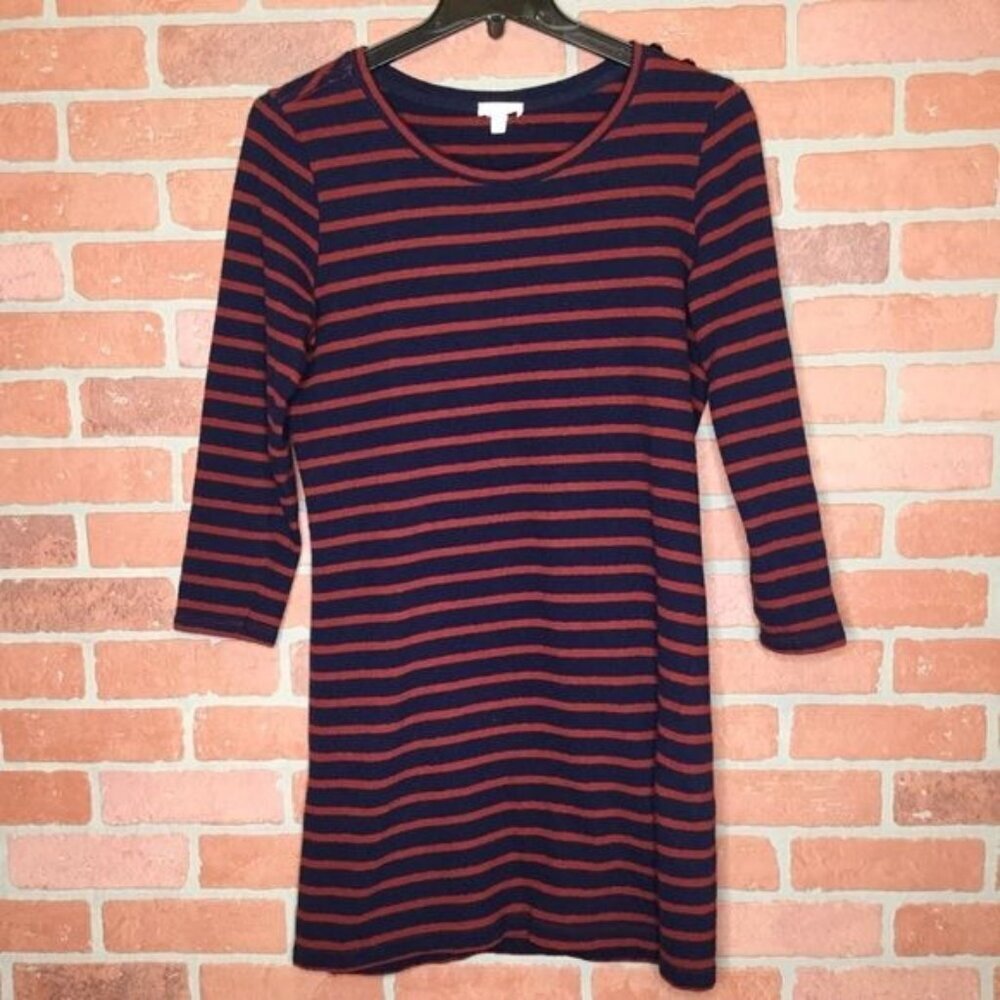 Joie Womens Soft Knit Dress Red Blue Striped Nautical Size M
